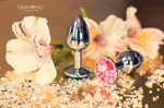 Большая серебристая анальная пробка Sparkle Large с розовым кристаллом - 8 см. 73262