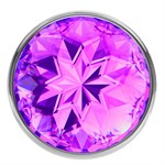 Малая серебристая анальная пробка Diamond Purple Sparkle Small с фиолетовым кристаллом - 7 см. - фото 1397057