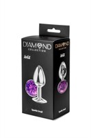 Малая серебристая анальная пробка Diamond Purple Sparkle Small с фиолетовым кристаллом - 7 см. - фото 1336318