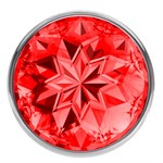 Большая серебристая анальная пробка Diamond Red Sparkle Large с красным кристаллом - 8 см. - фото 1397060