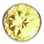 Малая серебристая анальная пробка Diamond Yellow Sparkle Small с жёлтым кристаллом - 7 см. - фото 1397069