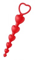 Красные анальные бусы Sweet Heart Silicone Anal Beads - 18,4 см. - фото 160032