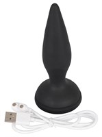Чёрная вибропробка Vibro-Butt Plug with a Suction Cup - 13,6 см. - фото 160368