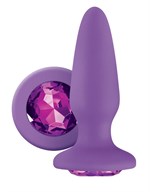 Фиолетовая анальная пробка с фиолетовым кристаллом Glams Purple Gem - 10,4 см. - фото 469218