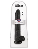 Чёрный фаллоимитатор-гигант 14  Cock with Balls - 37,5 см. - фото 161175