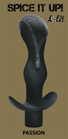 Черная фигурная анальная пробка с вибрацией Passion - 14 см. - фото 1411428