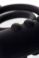 Чёрное эрекционное кольцо с вибростимулятором и анальным хвостом - фото 85392