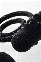 Чёрное эрекционное кольцо с вибростимулятором и анальным хвостом - фото 85395