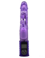 Фиолетовый виброкомпьютер с ЖК-экраном и 9 режимами вибрации - 25 см. - фото 164264