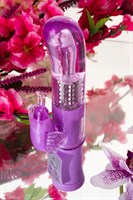 Фиолетовый вибратор High-Tech fantasy с бабочкой для клитора - 22,4 см. - фото 85879