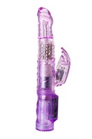 Фиолетовый вибратор High-Tech fantasy с клиторальным лепестком - 21 см. - фото 164415