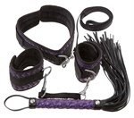 Чёрно-фиолетовый набор для бондажа Bondage Set - фото 164714