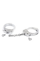 Серебристые наручники Romfun из металла со стразами - фото 58279