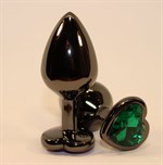 Чёрная пробка с зеленым сердцем-кристаллом - 7 см. - фото 1398018
