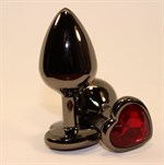Чёрная пробка с красным сердцем-кристаллом - 7 см. - фото 1398019