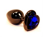Чёрная пробка с синим сердцем-кристаллом - 7 см. - фото 151667