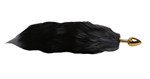 Золотистая анальная пробка с чёрным лисьим хвостом - фото 1398036