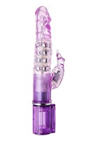 Фиолетовый хай-тек вибратор High-Tech fantasy с бусинами и отростком - 27,2 см. - фото 58428