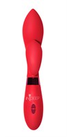 Красный вибратор Gina с клиторальным отростком - 20 см. - фото 86212