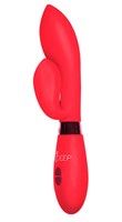 Красный вибратор Gina с клиторальным отростком - 20 см. - фото 86210