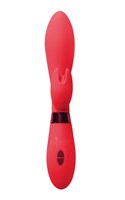 Красный вибратор Leyla с клиторальным отростком - 20,5 см. - фото 1362150