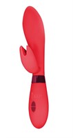 Красный вибратор Leyla с клиторальным отростком - 20,5 см. - фото 1362148