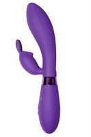 Фиолетовый вибратор Yonce с клиторальным зайчиком - 20,5 см. - фото 1398115