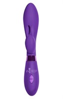 Фиолетовый вибратор Yonce с клиторальным зайчиком - 20,5 см. - фото 86240