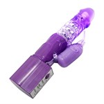 Фиолетовый вибратор с бусинами и клиторальным отростком - 24 см. - фото 165315
