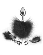 Набор Feather Nipple Clamps   Butt Plug: зажимы на соски и анальная пробка с пёрышками - фото 192700