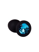 Чёрная анальная втулка с голубым кристаллом - 7,3 см. - фото 1327778