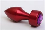 Красная анальная пробка с фиолетовым кристаллом - 7,8 см. - фото 1398362