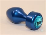 Синяя анальная пробка с голубым кристаллом - 7,8 см. - фото 1177037
