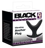 Чёрная анальная V-образная пробка Black Velvets Vibrating Anchor Plug с вибрацией - 10,3 см. - фото 1177252