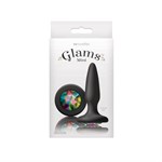 Чёрная анальная пробка с радужным кристаллом Glams Mini Rainbow Gem - 8,4 см. - фото 165972
