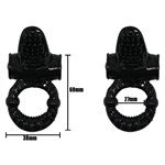 Чёрное эрекционное кольцо с вибрацией и щеточкой для клитора - фото 141101