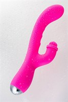 Розовый силиконовый вибратор Idol с клиторальным стимулятором - 22,4 см. - фото 166334