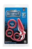 Красное эрекционное кольцо с подхватом и анальным стимулятором MENZSTUFF 3.5INCH DOUBLE RING ANAL PLUG - фото 87197