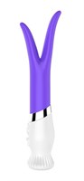 Фиолетовый вибратор-ротатор с раздвоенным кончиком LILY - 18 см. - фото 161403