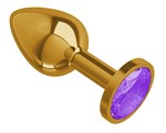 Золотистая анальная втулка с фиолетовым кристаллом - 7 см. - фото 59928