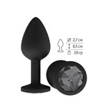 Чёрная анальная втулка с чёрным кристаллом - 7,3 см. - фото 1399093
