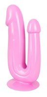 Розовый анально-вагинальный фаллоимитатор - 17,5 см. - фото 168036
