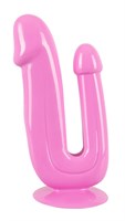 Розовый анально-вагинальный фаллоимитатор - 17,5 см. - фото 168035