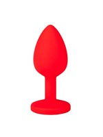 Красная анальная втулка с красным кристаллом - 7,3 см.  - фото 1327788