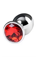 Серебристая анальная втулка Metal с рубиновым кристаллом - 9,5 см. - фото 1336567