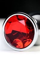 Серебристая анальная втулка Metal с рубиновым кристаллом - 9,5 см. - фото 1336569