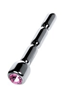 Серебристый уретральный плаг со стразом - 7 см. 84263