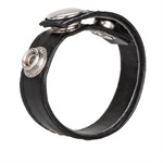 Черная кожаная утяжка для пениса Leather 3-Snap Ring - фото 163042