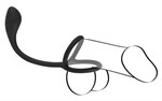 Эрекционное кольцо с утяжкой на мошонку и анальным плаг Black Velvets - фото 1399348