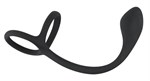 Эрекционное кольцо с утяжкой на мошонку и анальным плаг Black Velvets - фото 87950